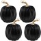 4 Pcs Black Artificial Pumpkins - 6.7" Tall Faux Foam Pumpkins for Halloween Decor - Modern Matte Black Autumn Pumpkins for Thanksgiving Table Centerpieces, Mantel, and Shelf Decoration